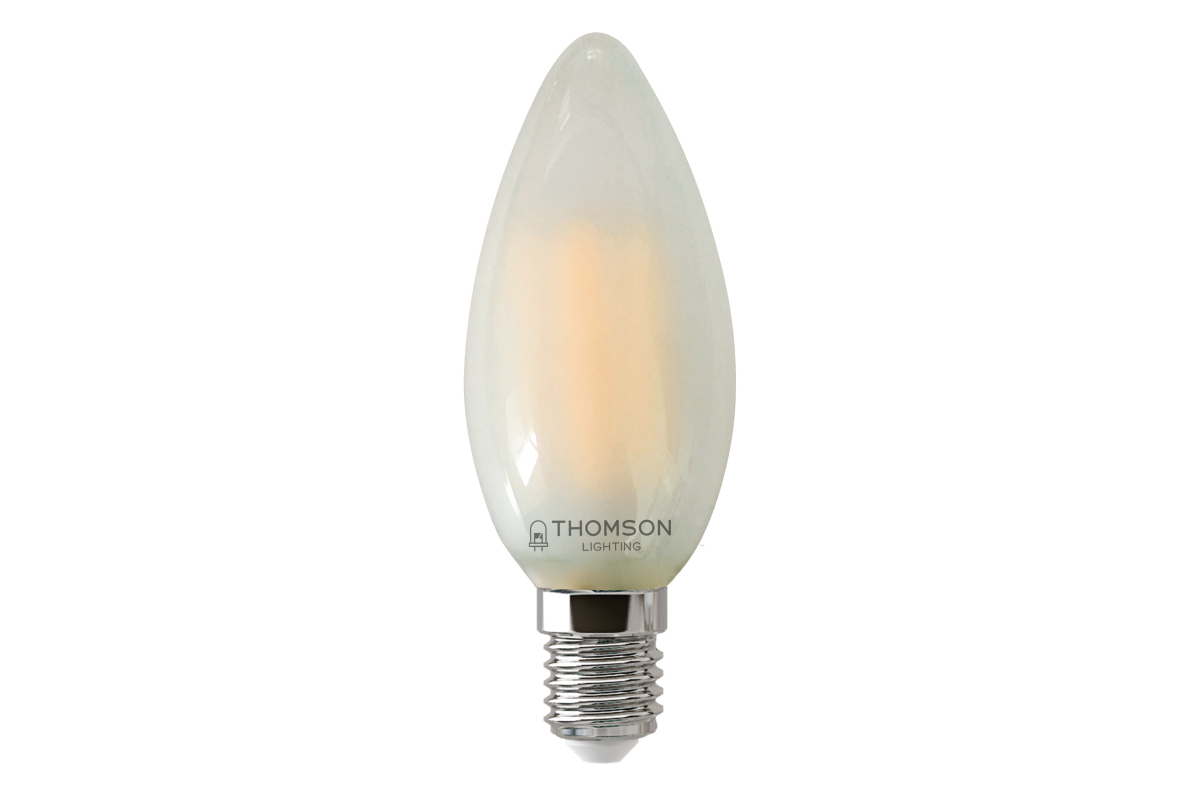 Лампа светодиодная E14 свеча/C35, 5Вт, 6500K / холодный свет, 530лм, филаментная, THOMSON Filament (TH-B2343)