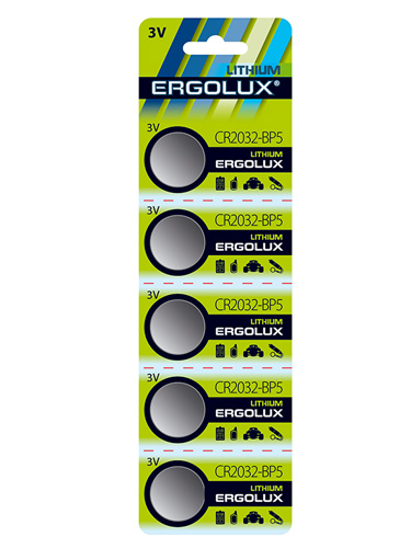 Батарея Ergolux CR2016, 3V, 5 шт. (12049)