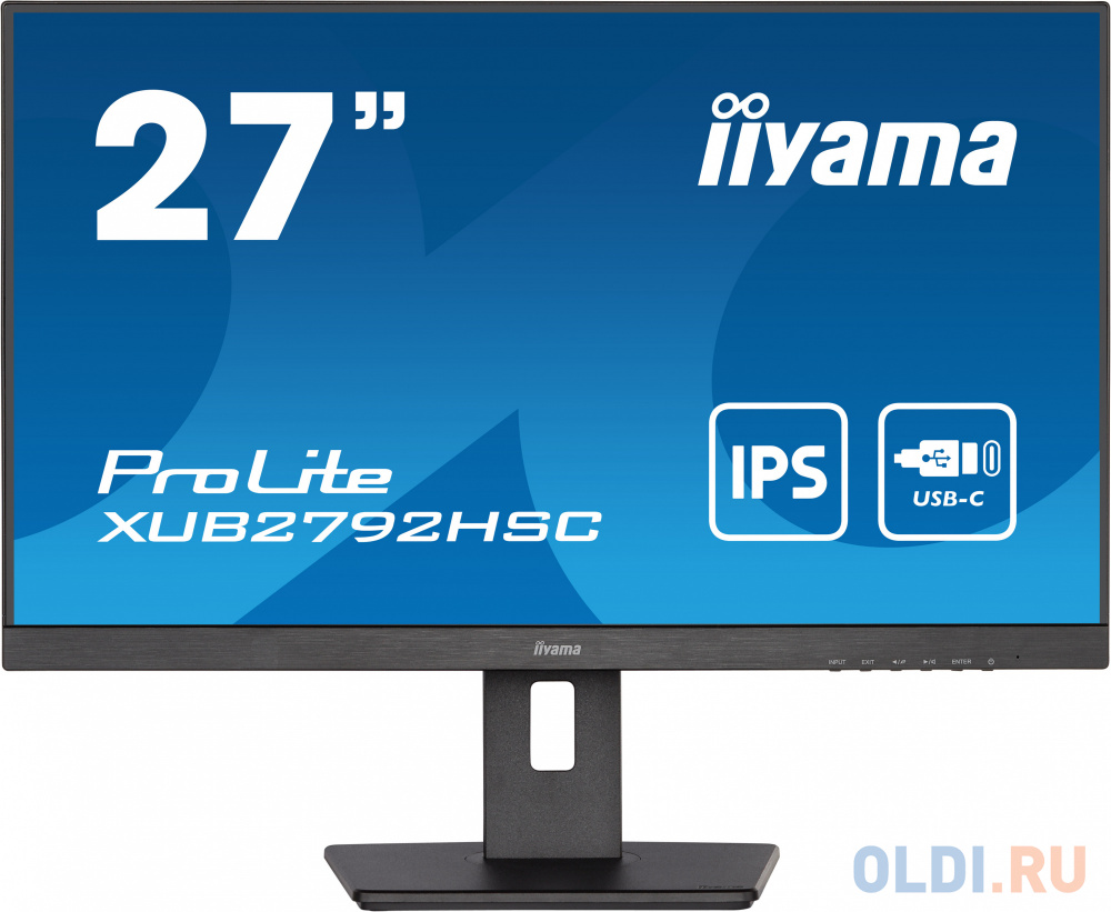 LCD IIYAMA 27" XUB2792HSC-B5 черный {IPS 1920x1080 75Hz 4ms 16:9 250cd 178/178 8bit HDMI2.0 DisplayPort1.2 HAS Pivot 2xUSB3.0 USB-C(PD 65W) 2x2W