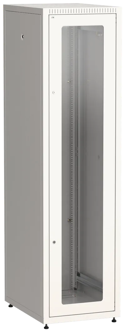 Шкаф телекоммуникационный напольный 33U 600x800 мм, стекло/металл, серый, разборный, ITK LINEA E LE35-33U68-GM (LE35-33U68-GM)