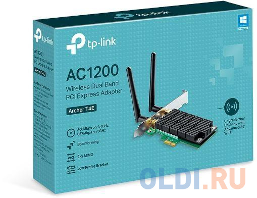 Сетевой адаптер WiFi TP-Link Archer T4E AC1200 PCI Express (ант.внеш.съем) 2ант.