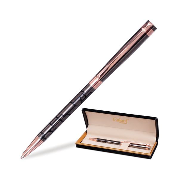 Ручка подарочная шариковая GALANT Vitznau, корпус серый с золотистым, золотистые детали, пишущий узел 0,7 мм, синяя, 141664