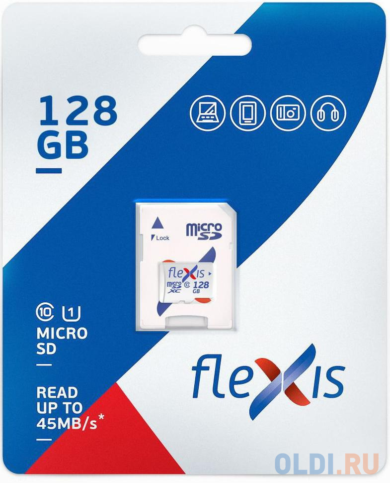 Карта памяти microSDXC 128Gb Flexis FMSD128GU1A