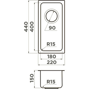 Кухонная мойка Omoikiri Tadzava 22-U/I-IN Ultra 15 нержавеющая сталь (4997112) в Москвe