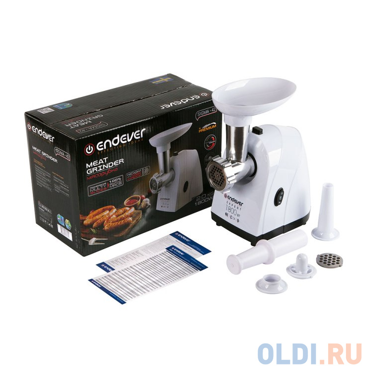 Мясорубка Endever Sigma-42, 1800 Вт., 2 решётки, технология MULTI SLICES - 100% выход мяса