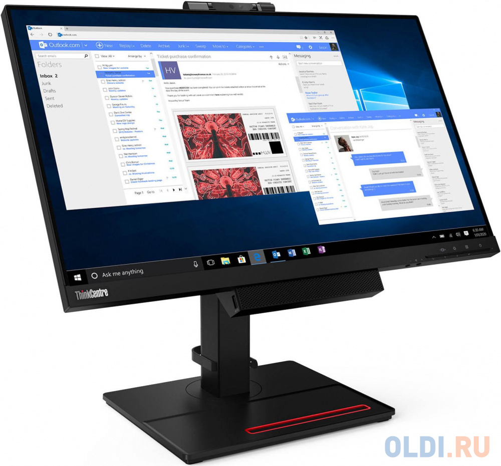 Монитор Lenovo 23.8" ThinkVision TIO24Gen4 черный IPS 4ms 16:9 HDMI M/M матовая HAS Pivot 1000:1 250cd 178гр/178гр 1920x1080 D-Sub DisplayPort FH в Москвe