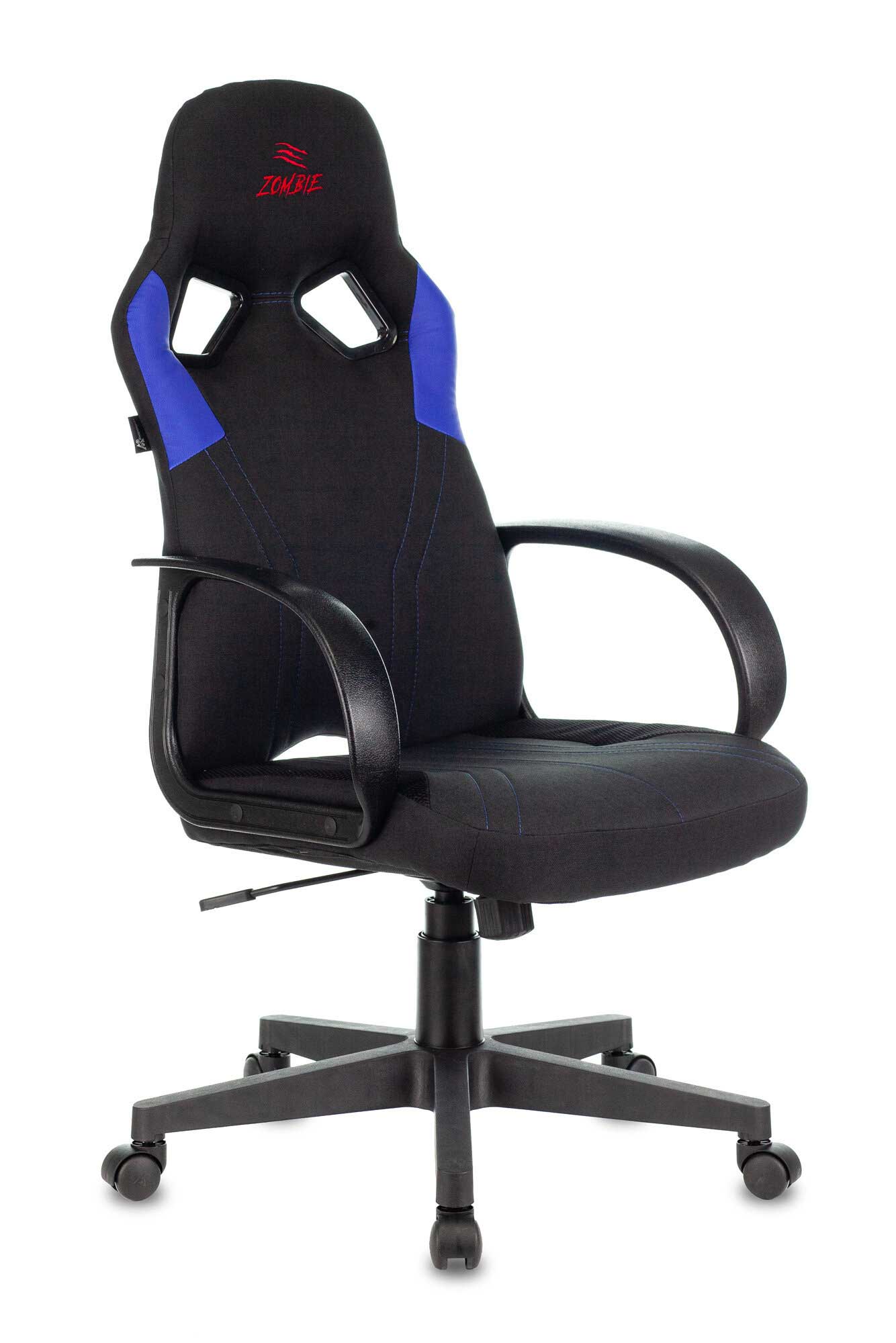Кресло игровое Бюрократ Zombie RUNNER черный/синий текстиль/эко.кожа