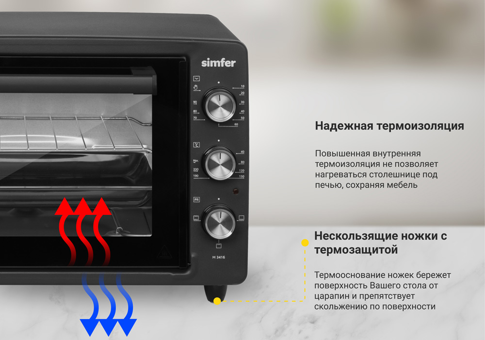 Мини-печь Simfer M3416 серия ALBENI Comfort, 3 режима работы