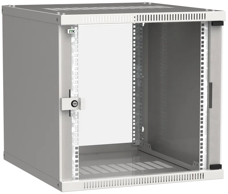 Шкаф телекоммуникационный настенный 9U 600x650 мм, стекло, серый, разборный, ITK LINEA WE (LWE3-09U67-GF)