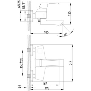 Смеситель для ванны Lemark Unit с душем, хром (LM4514C, LM8063C)