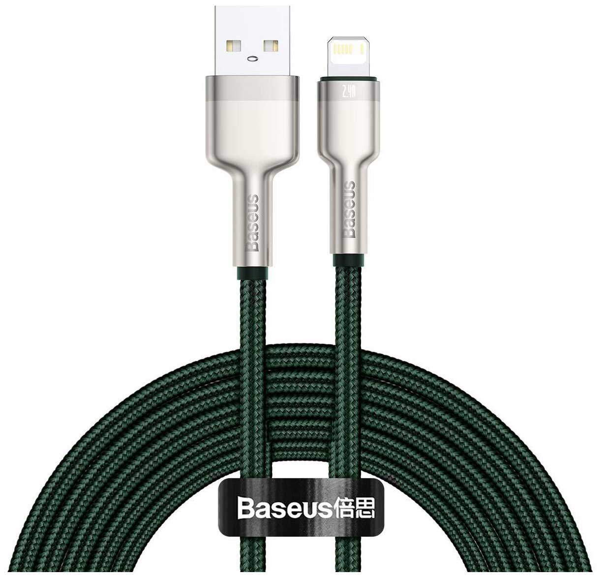 Кабель Baseus Cafule Series USB - Lightning 2.4A 2m Green CALJK-B06