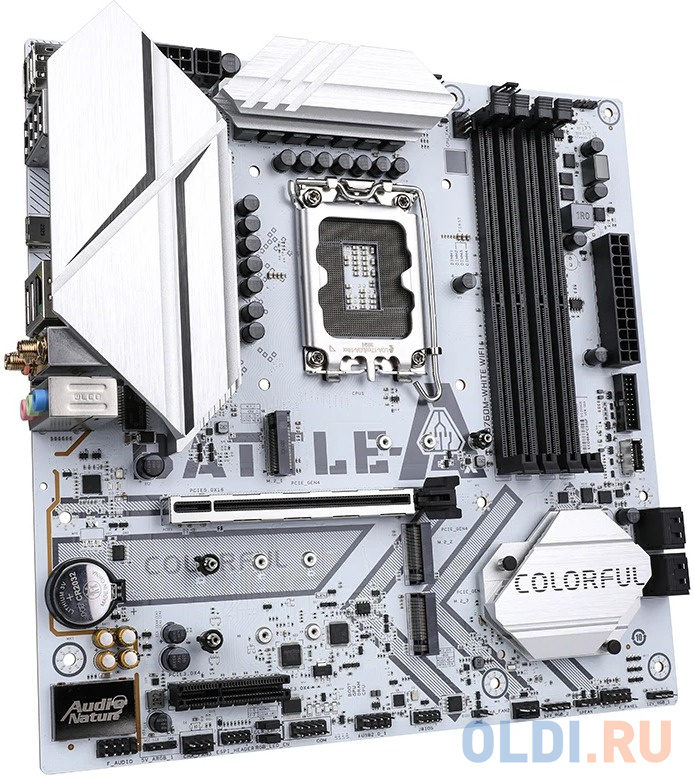 Материнская плата Colorful BATTLE-AX B760M-WHITE WIFI V20 B760 LGA1700 4xDDR4 1xPCIEx16 1xPCIEx4 3xM.2 2xTypeC 5xUSB3.2Gen1 6xUSB2.0 4xSATA3.0 2.5G DP