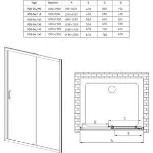 Душевая дверь Vincea Alpha VDS-3AL 130х190 прозрачная, хром (VDS-3AL130CL)