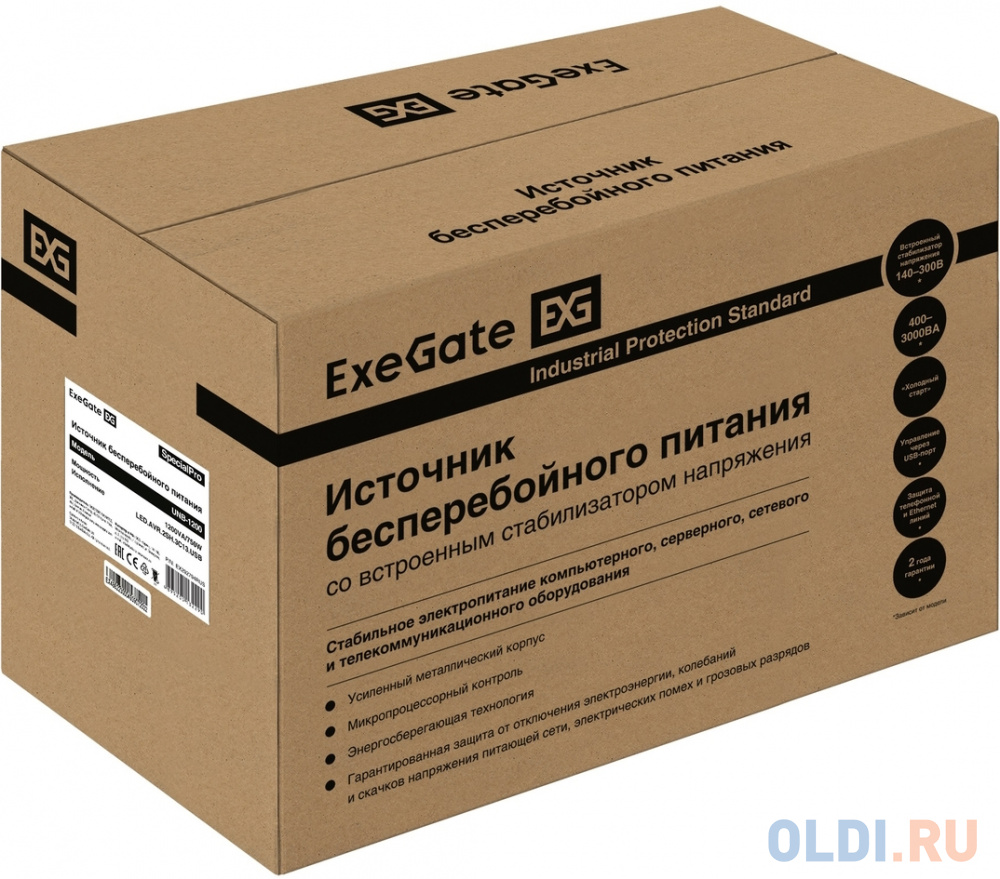 ИБП ExeGate SpecialPro UNB-1200.LED.AVR.2SH.3C13.USB <1200VA/750W, LED, AVR, 2*Schuko+3*C13, USB,съемн.кабель, металлический корпус, Black> в Москвe