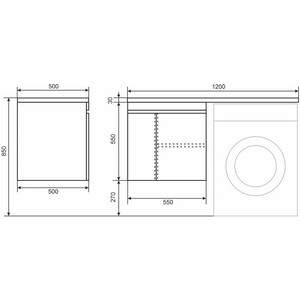 Тумба с раковиной Uperwood Magenta 120L с ящиком, под стиральную машину, белая (5930205153, 2490000010)