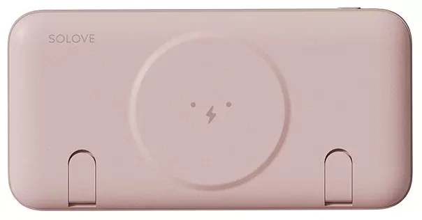 Портативный аккумулятор (Powerbank) Xiaomi Solove W10, 10000mAh, 2xUSB, 3A, Type-C, QC, QI, бежевый,розовый (W10 Pink RUS)