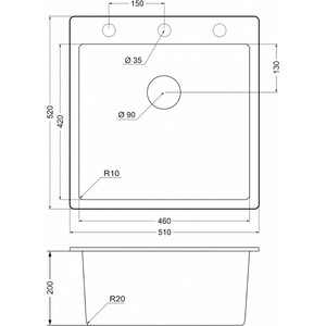 Кухонная мойка EMAR EMQ-1510.Q алмаз