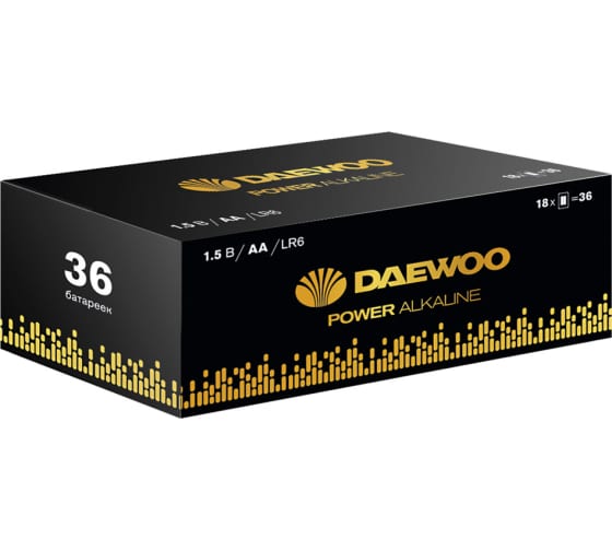 Батарея Daewoo Power Alkaline, AA (LR6), 1.5V, 36 шт. (5042094)