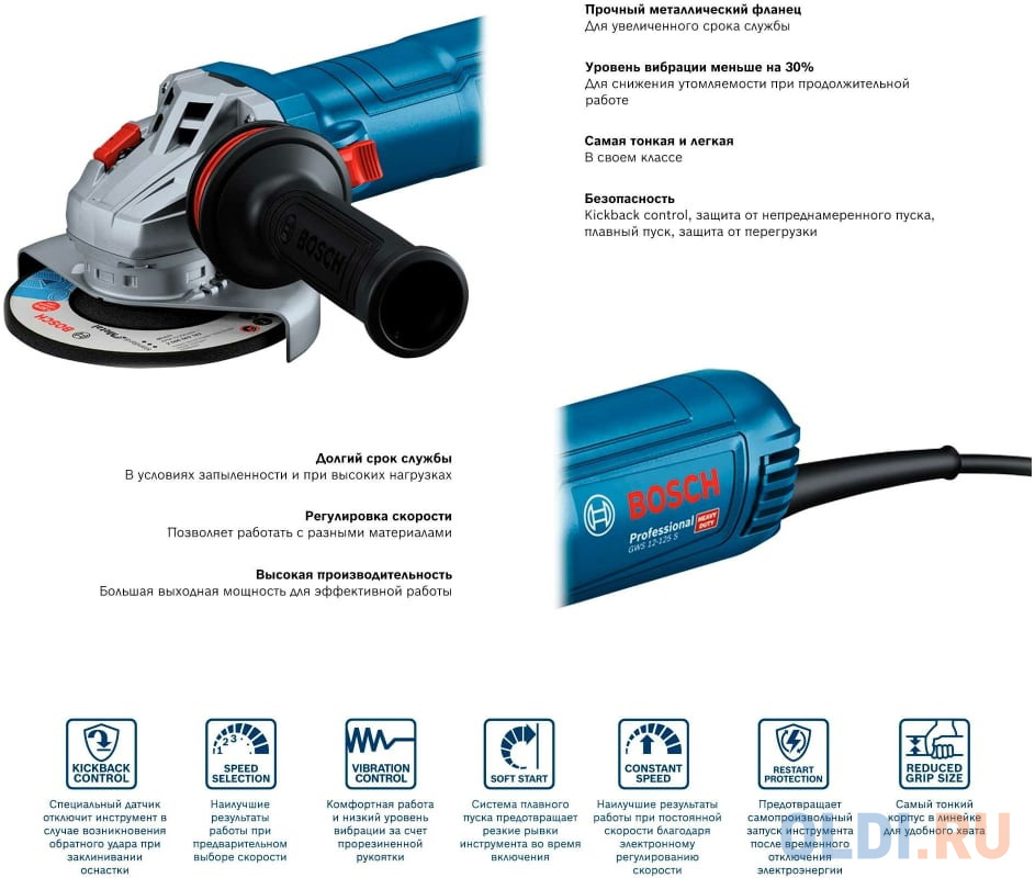 Углошлифовальная машина Bosch GWS 12-125 S 125 мм 1200 Вт в Москвe