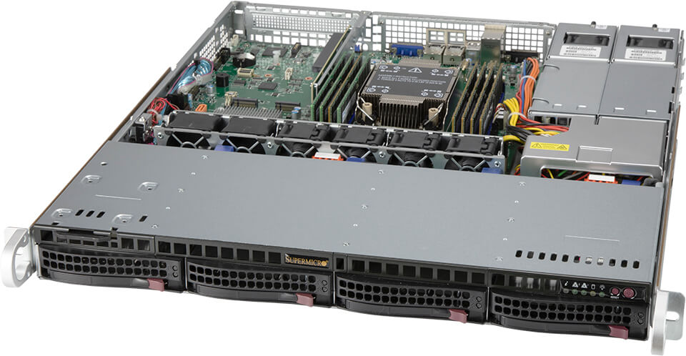 Серверная платформа SuperMicro 510P-MR, 1xSocket4189, 8xDDR4, 4x3.5 HDD HS, 2xM.2-PCI-E/SATA, 2GLAN, IPMI, Redundant 2x400 Вт, 1U (SYS-510P-MR)