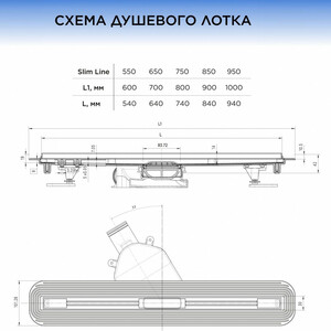 Душевой лоток Bettoserb Drain Slim 750, хром (13100034) в Москвe