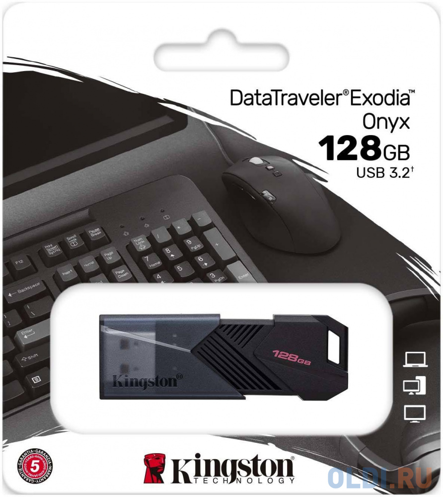 Флешка USB Kingston DataTraveler Exodia Onyx DTXON/128GB 128ГБ, USB3.2, черный