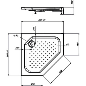 Душевой поддон Vincea VST-3AP 90х90 с каркасом (VST-3AP-9090)