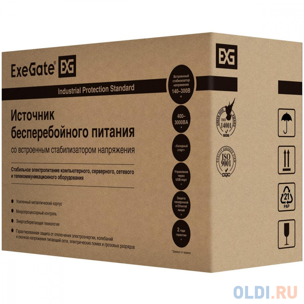 Exegate EP285476RUS ИБП ExeGate Power Smart ULB-850.LCD.AVR.C13.RJ.USB <850VA/480W, LCD, AVR, 4*IEC-C13, RJ45/11, USB, Black>