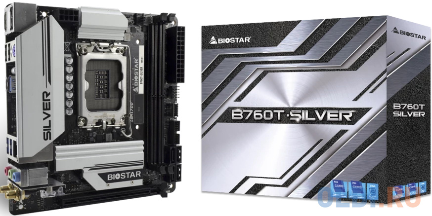 Материнская плата Biostar B760T-Silver Soc-1700 Intel B760 2xDDR5 mini-ITX AC`97 8ch(7.1) 2.5Gg RAID+HDMI+DP в Москвe