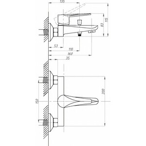 Смеситель для ванны Профсан Steel PSM-301-1 черный/бронза