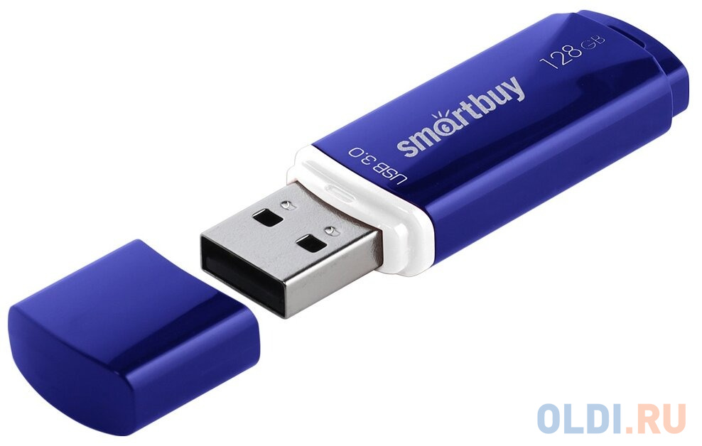 Флеш-диск 128 GB, SMARTBUY Crown, USB 3.0, синий, SB128GBCRW-Bl