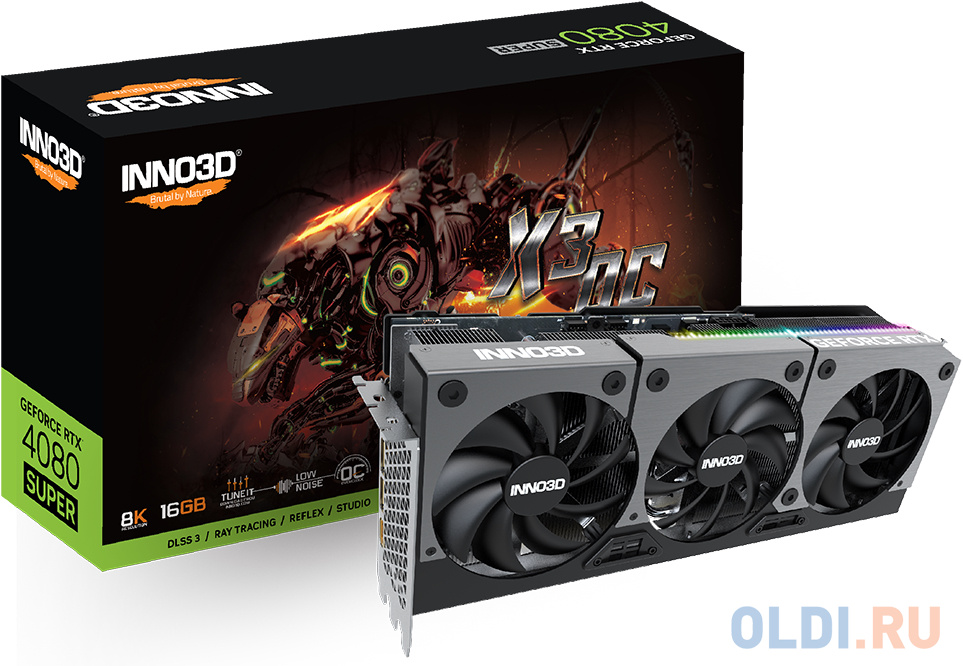 Видеокарта INNO3D RTX 4080 SUPER X3 OC 16GB GDDR6X 256bit 3xDP HDMI 3FAN