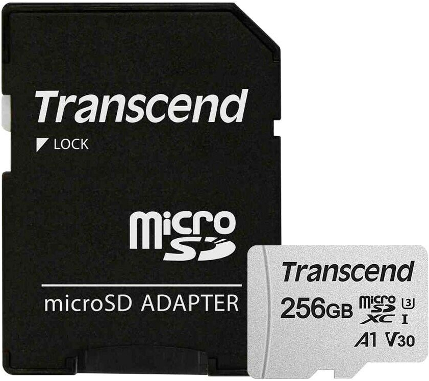 Карта памяти Transcend micro SDXC 256Gb 300S UHS-I U3 V30 A1 + ADP (90/45 Mb/s)