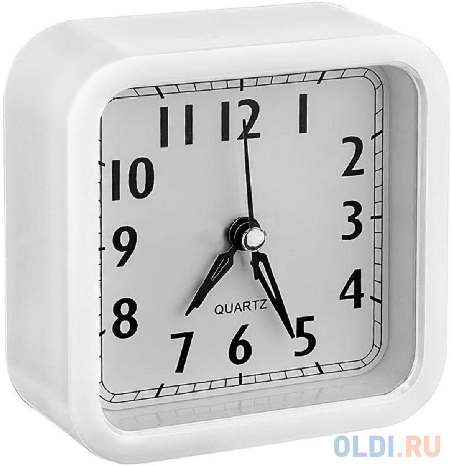 Perfeo Quartz часы-будильник &quot;PF-TC-019&quot;, квадратные 10*10 см, белые
