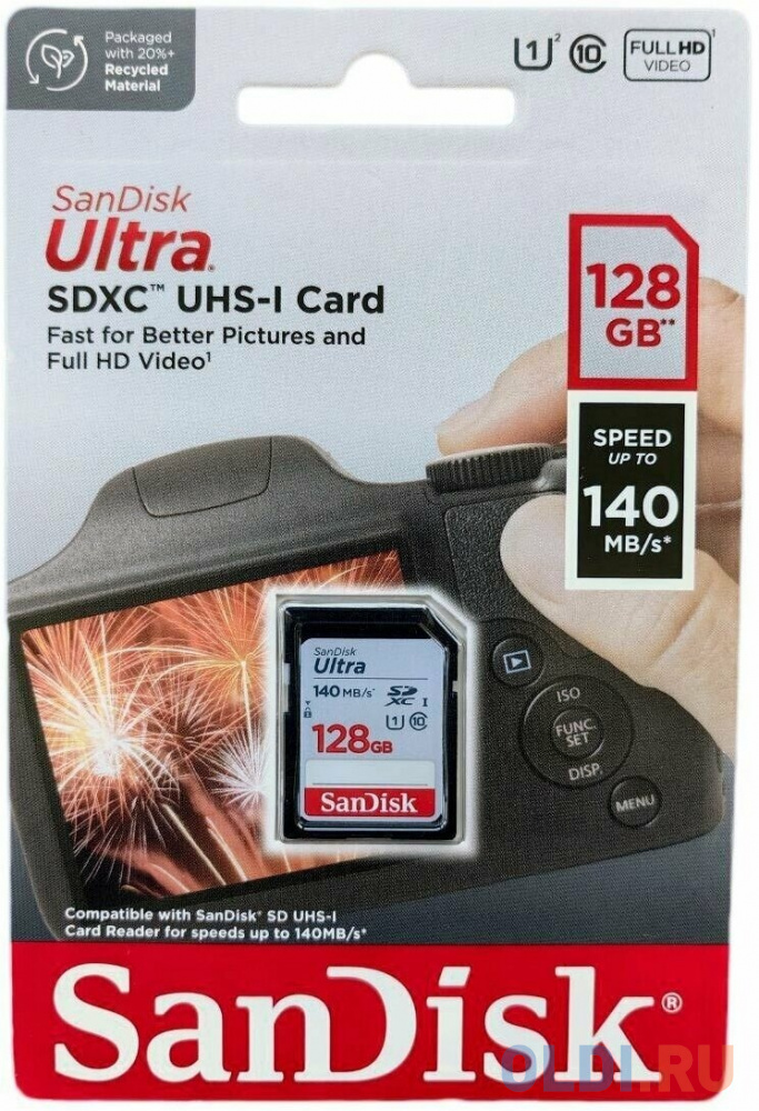 Флеш карта SD 128GB SanDisk SDXC Class 10 UHS-I Ultra 140MB/s в Москвe