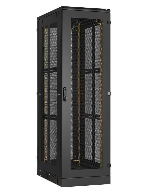 Шкаф телекоммуникационный напольный 42U 600x1000 мм, перфорация/металл, черный, разборный, TLK TFA-426010-PPPP-BK (TFA-426010-PPPP-BK)