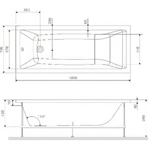 Акриловая ванна Am.Pm Gem 180х80 (W93A-180-080W-A) в Москвe