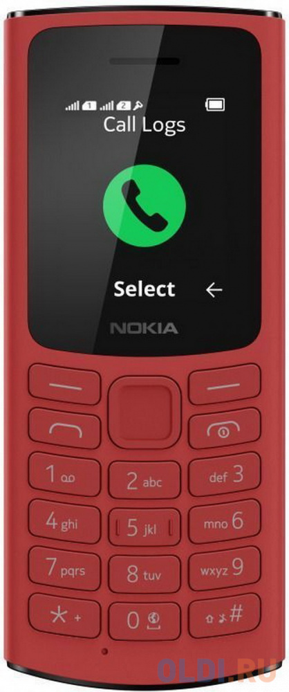 Мобильный телефон Nokia 105 4G DS 0.048 красный моноблок 3G 4G 2Sim 1.8" 120x160 Series 30+ GSM900/1800 GSM1900 FM
