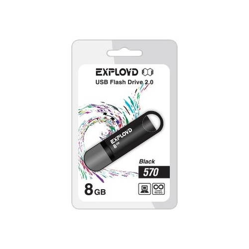 Флешка 8Gb USB 2.0 EXPLOYD 570, черный (EX-8GB-570-Black)