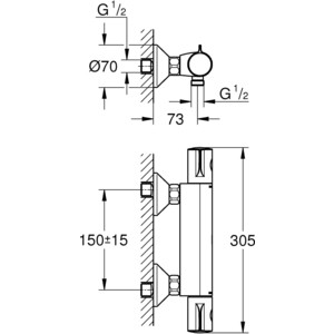 Термостат для душа Grohe Grohtherm 800 с душевым гарнитуром, хром (34558000, 27853001)