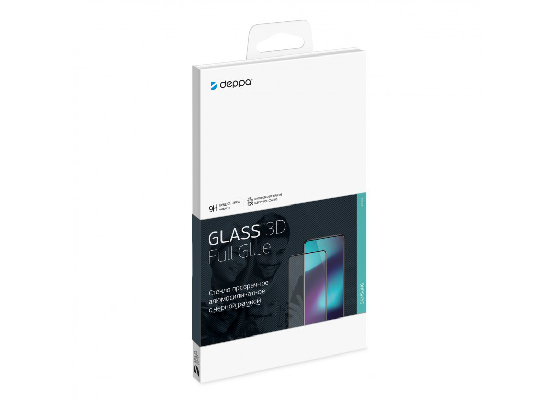 Стекло защитное Deppa 3D Full Glue для Samsung Galaxy A72 (2021), 0.3 мм, черная рамка