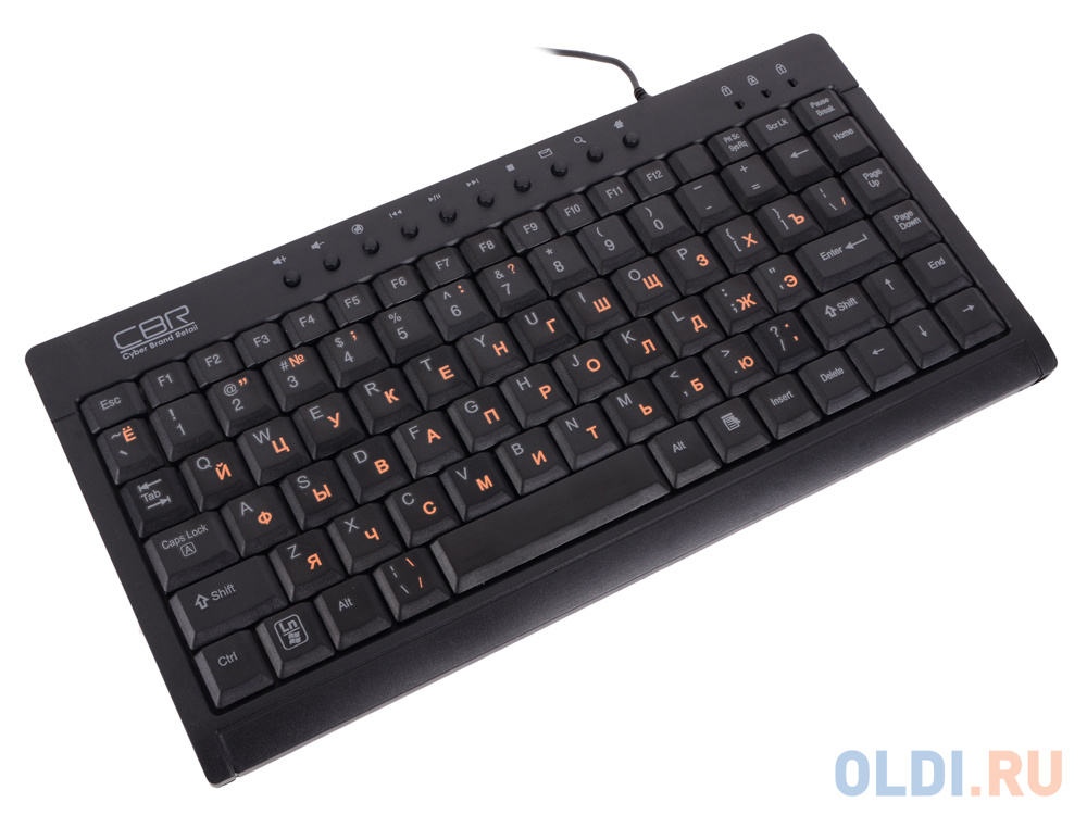 Клавиатура CBR KB 175, мини, металлическое дно, мультимедия, 87 кн. + 10 доп., USB