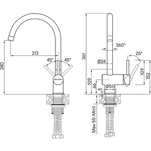 Смеситель для кухни Paulmark Bend нержавеющая сталь (Be212066-SS)