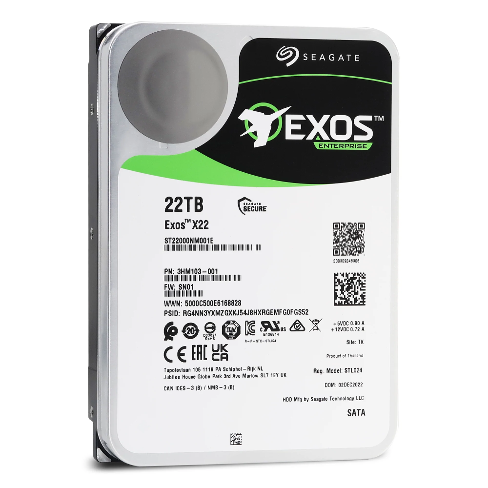 Жесткий диск (HDD) Seagate 22Tb Exos X22, 3.5", 7.2K, 512Mb, 512e, SATA3 (ST22000NM001E)