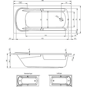 Акриловая ванна Riho Future XL 190х90 без гидромассажа (B075001005)