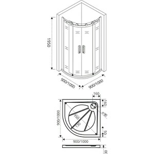 Душевой уголок Good Door Galaxy R-TD 100x100 прозрачный, хром (R-TD-100-C-CH)