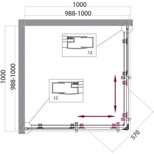 Душевой уголок BelBagno Uno-195 A-2 100х100 прозрачный, черный (UNO-195-A-2-100-C-NERO)