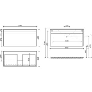 Тумба с раковиной Sancos Smart 100 два ящика, белый глянец (SM100W, CN7003)