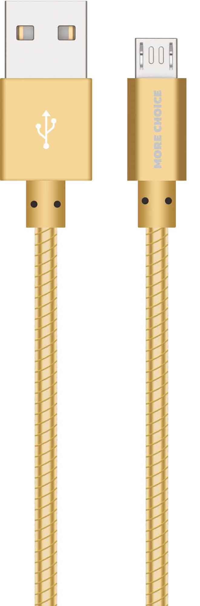Дата-кабель More choice K31m Gold USB 2.1A для micro USB металл 1м