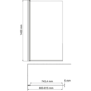 Шторка для ванны Wasserkraft Berkel 80х140 прозрачная, белая (48P01-80WHITE)